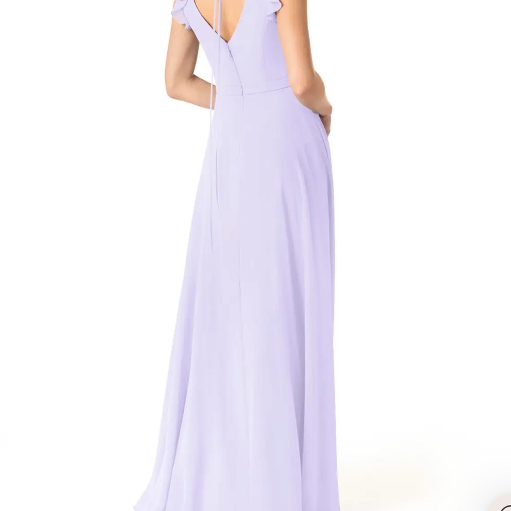 Azazie Lilac Flutter Sleeve Chiffon Dress - Claudine - Picture 5 of 7